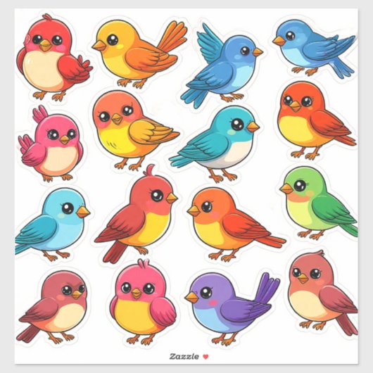 Zachte Vogels Sticker Set | Cartoon Kawaii Dier (Vel)