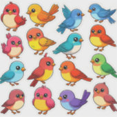 Zachte Vogels Sticker Set | Cartoon Kawaii Dier (Voorkant)