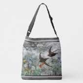 Zachte vogels Wilde bloembloemen Canvas tas (Achterkant)
