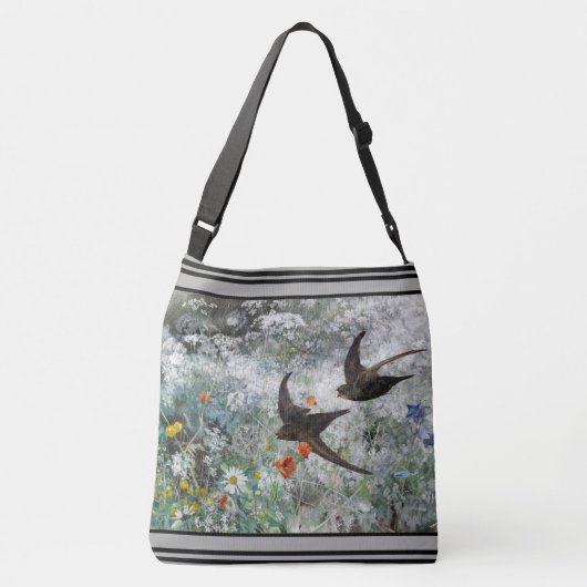 Zachte vogels Wilde bloembloemen Canvas tas (Achterkant)