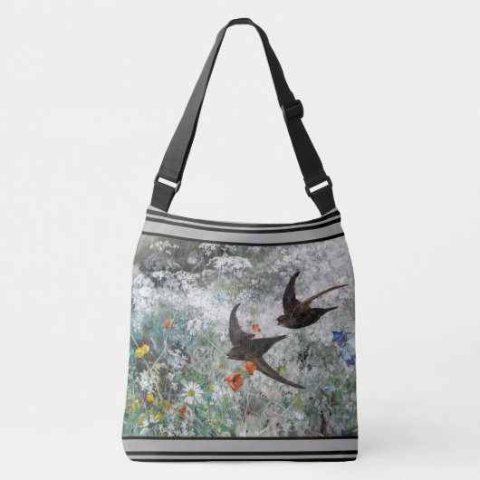 Zachte vogels Wilde bloembloemen Canvas tas (Voorkant)