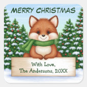 Zachte Vos Kerst Aangepaste Cadeau Sticker (Voorkant)