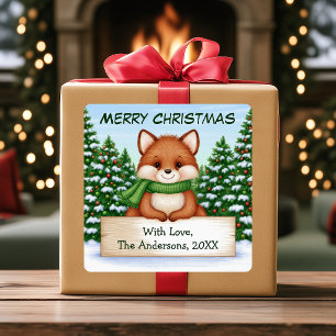 Zachte Vos Kerst Aangepaste Cadeau Sticker