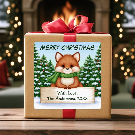 Zachte Vos Kerst Aangepaste Cadeau Sticker