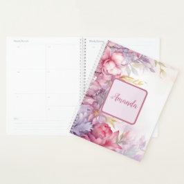 Zachte vrouwelijke bloemenpatronen met kleine bloe planner