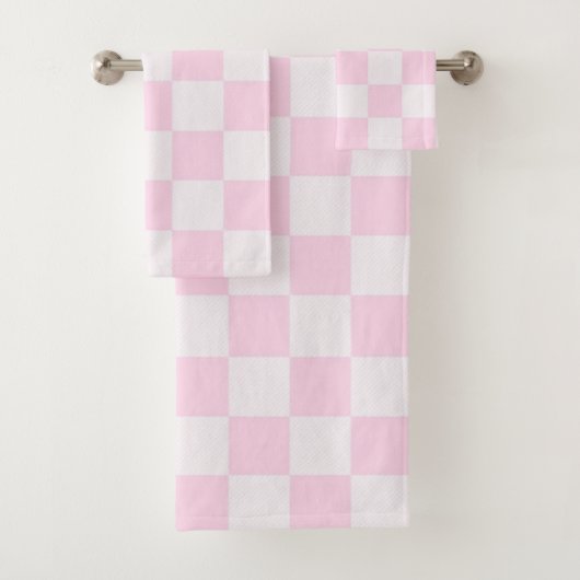 Zachte Vrouwelijke Roze Gingham Geruite Girly Bad Handdoek (Insitu)