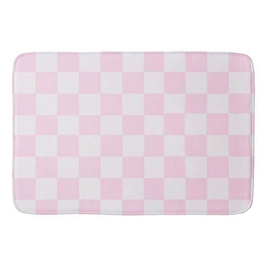 Zachte Vrouwelijke Roze Gingham Geruite Girly Badmat (Voorkant)