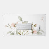 Zachte Vrouwelijke Waterverf Bloemen met Monogram Bureaumat (Keyboard & Muis)