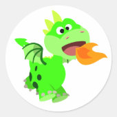 Zachte Vuurspuwende Cartoon Draak Sticker (Voorkant)