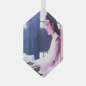 Zachte Wangji Spelen de Zither Glas Ornament (Voorkant Rechts)