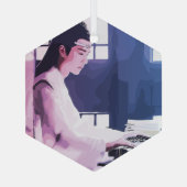 Zachte Wangji Spelen de Zither Glas Ornament (Achterkant)