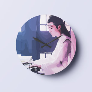 Zachte Wangji Spelen de Zither Grote Klok