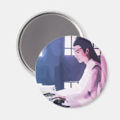 Zachte Wangji Spelen de Zither Magneet (Voorkant / Achterkant)