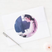 Zachte Wangji Spelen de Zither Ronde Sticker (Envelop)