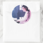 Zachte Wangji Spelen de Zither Ronde Sticker (Tas)