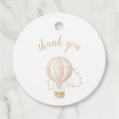 Zachte, warme luchtballon, ronde Labels met cadeau (Voorkant)