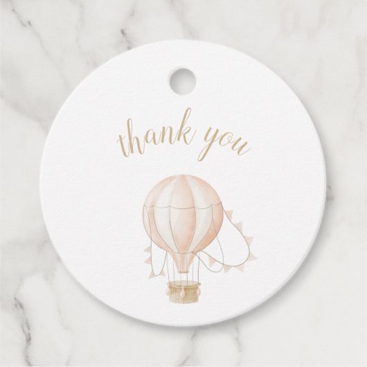 Zachte, warme luchtballon, ronde Labels met cadeau (Voorkant)