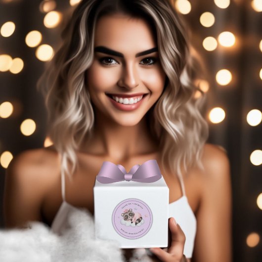 Zachte wasbeer Dier Meisje Baby shower Dank u Ronde Sticker