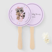 Zachte wasbeer Dier Meisje Baby shower Handwaaier (Voorkant en achterkant)