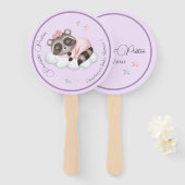 Zachte wasbeer Dier Meisje Baby shower Handwaaier (Voorkant en achterkant)