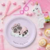 Zachte wasbeer Dier Meisje Baby shower Papieren Bordje (Feest)