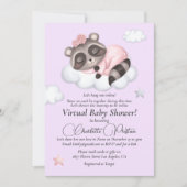 Zachte wasbeer Dier Meisje Baby shower Virtual Kaart (Voorkant)