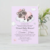 Zachte wasbeer Dier Meisje Baby shower Virtual Kaart (Staand voorkant)