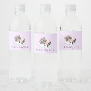 Zachte wasbeer Dier Meisje Baby shower Waterfles Etiket