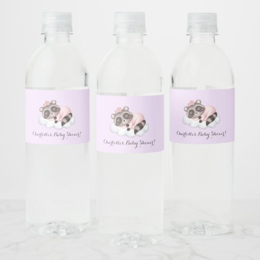 Zachte wasbeer Dier Meisje Baby shower Waterfles Etiket (Flessen)