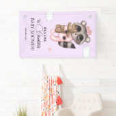 Zachte wasbeer Dier Meisje Baby shower Welkom Spandoek (Insitu)