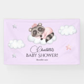 Zachte wasbeer Dier Meisje Baby shower Welkom Spandoek (Horizontaal)