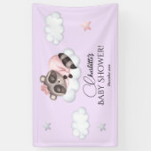 Zachte wasbeer Dier Meisje Baby shower Welkom Spandoek (Verticaal)