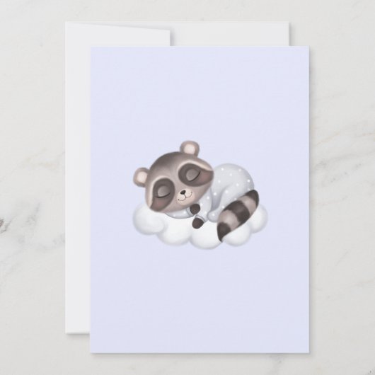 Zachte wasbeer Dierenblauw Baby shower Kaart (Achterkant)