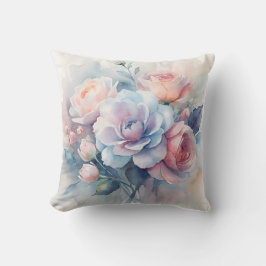 Zachte Waterkleur Bloemendecoratie Kussen