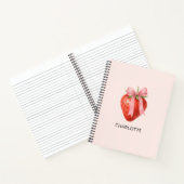 Zachte Waterverf Aardbei Strik Coquette Monogram Notitieboek (Binnen)