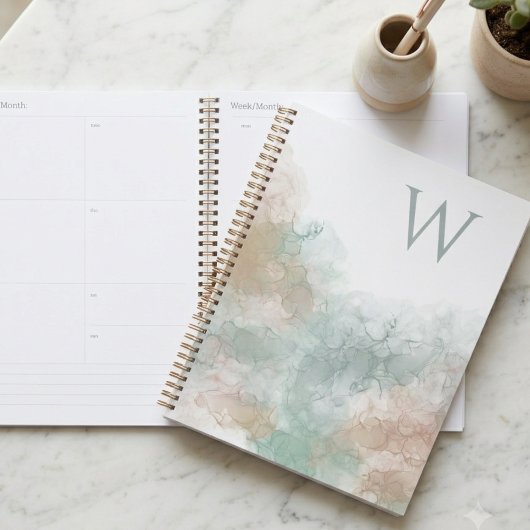 Zachte Waterverf Abstracte Initiaal Planner