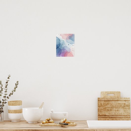 Zachte Waterverf Abstracte muurkunst met pastelbla Poster (Keuken)