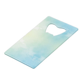 Zachte waterverf achtergrond in tinten blauw creditkaart flessenopener