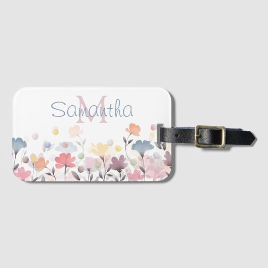 Zachte  Waterverf Art Flowers, op maat gemaakt Bagagelabel (Voorkant (horizontaal))
