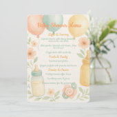 Zachte Waterverf Baby Shower Menu Kaart (Staand voorkant)