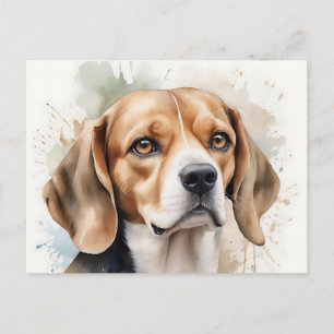 Zachte Waterverf Beagle Portret met Fluid Briefkaart