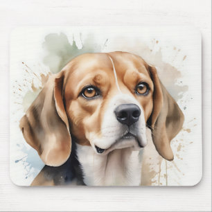 Zachte Waterverf Beagle Portret met Fluid Muismat