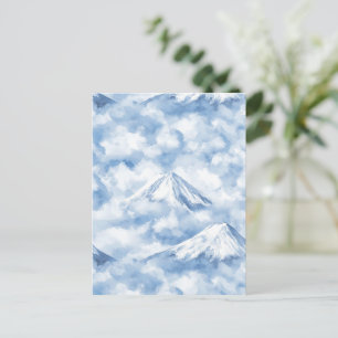 Zachte Waterverf Bergen Sneeuw Wolken Blauw Wit Briefkaart