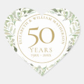 Zachte Waterverf biedt een 50e Jubileum Hart Sticker (Voorkant)