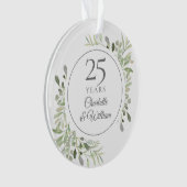 Zachte Waterverf Bladeren 25e Verjaardag Ornament (voorkant)