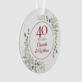 Zachte Waterverf Bladeren 40e Verjaardag Ornament (voorkant)
