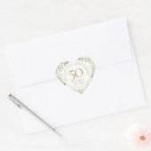 Zachte Waterverf Bladeren 50ste Verjaardag Hart Sticker (Envelop)