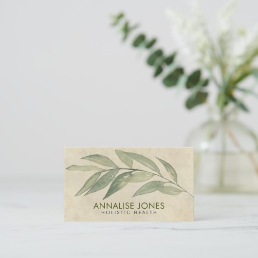Zachte Waterverf bladeren op papier Visitekaartje (Staand voorkant)