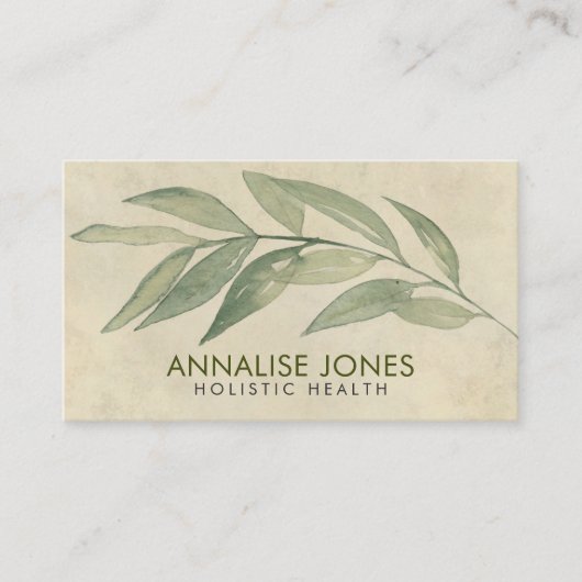 Zachte Waterverf bladeren op  papier Visitekaartje (Voorkant)