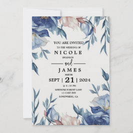 Zachte Waterverf Blauwe Bloemen Kaart